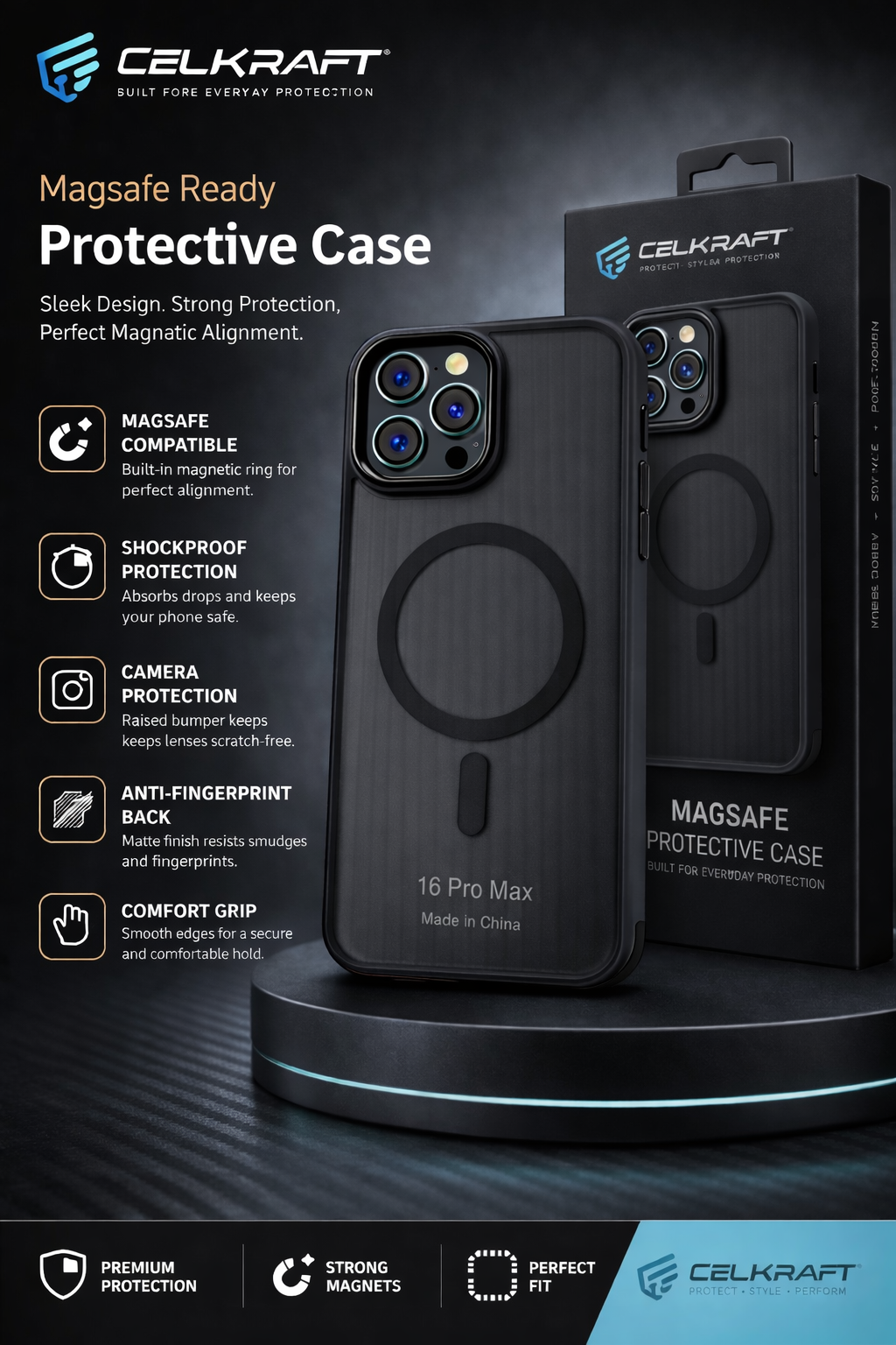 Cellkraft MagSafe Frosted Protective Case – Black Edition