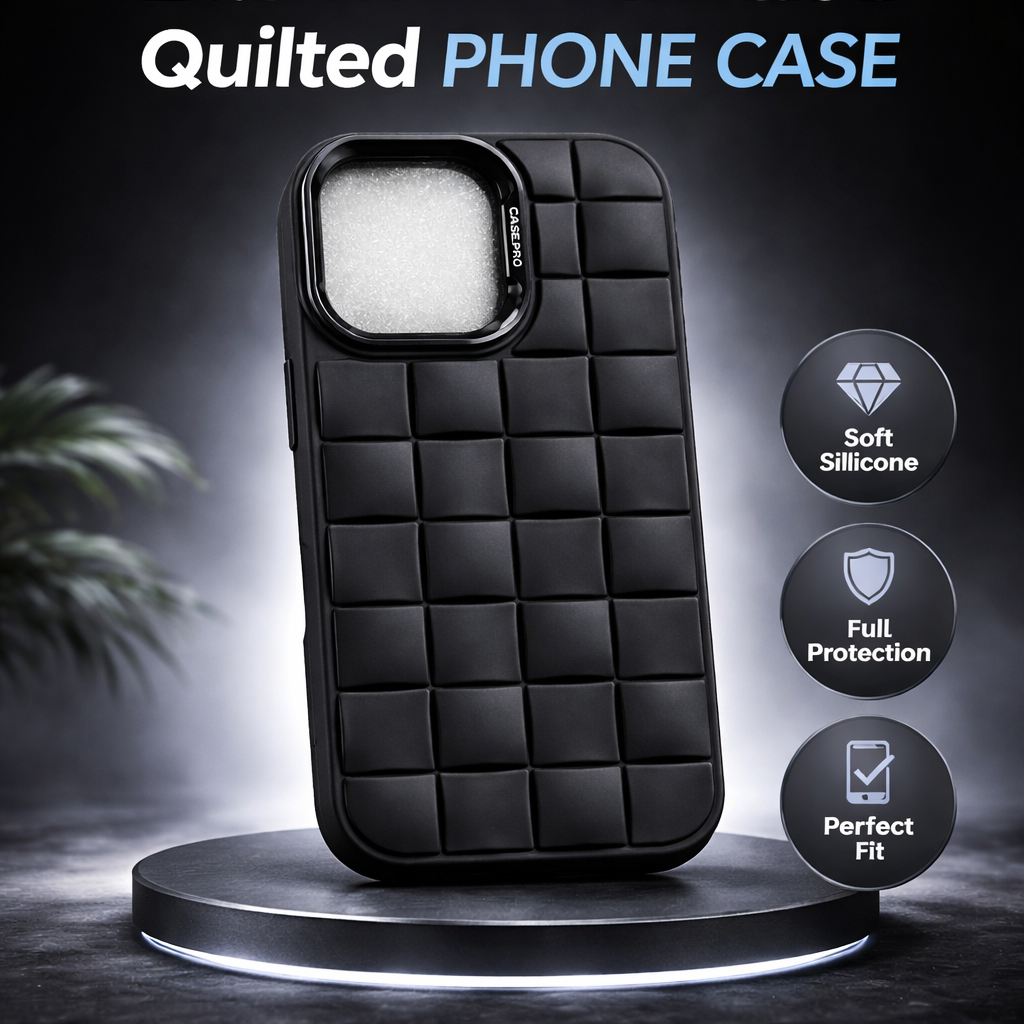 Premium Quilted Silicone Phone Case (Black)