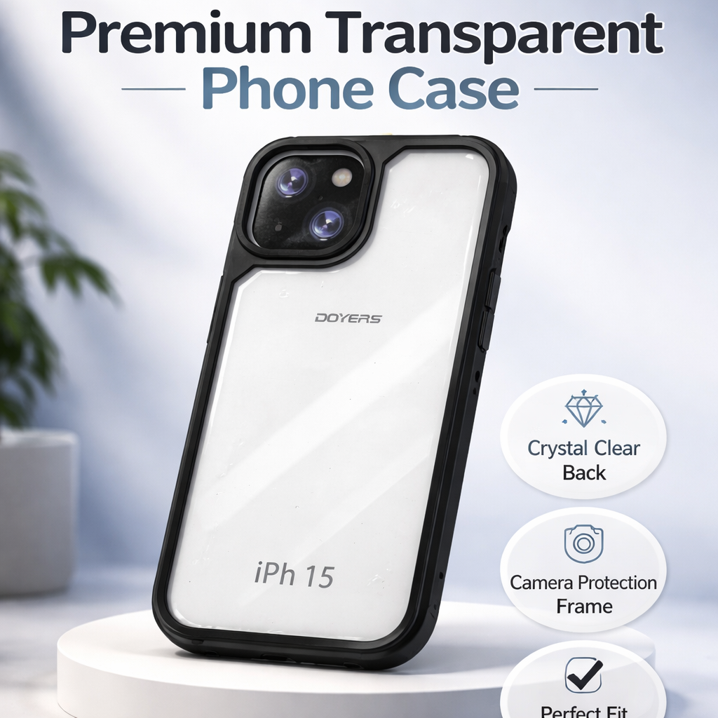 Premium Transparent Shockproof Phone Case | Crystal Clear Back Cover