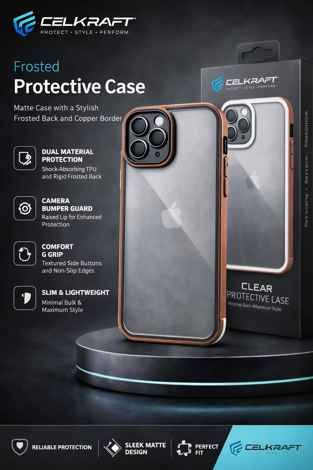 Cellkraft Frosted Protective Case with Copper Border