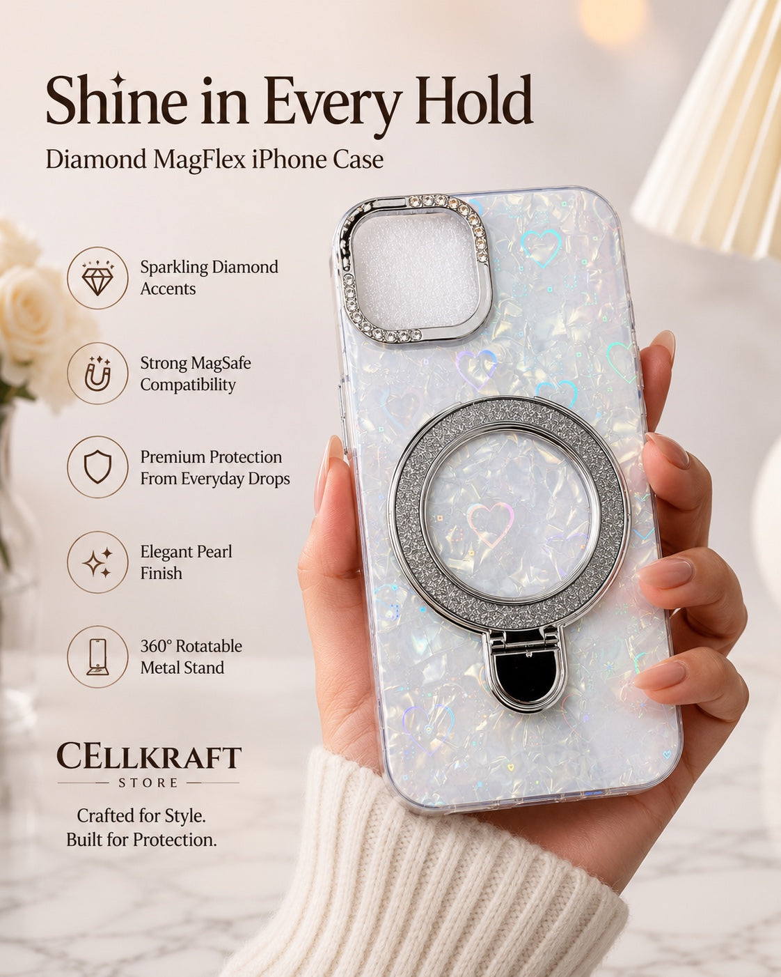 IPhone 15 CellKraft Dimond Ring Cover