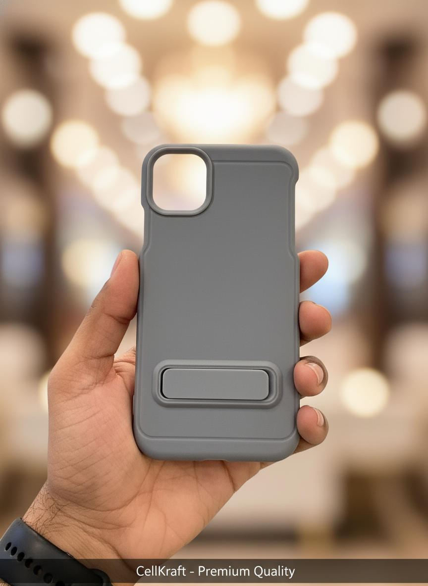 iPhone 11- CellKraft Stealth Grey Kickstand iPhone Case