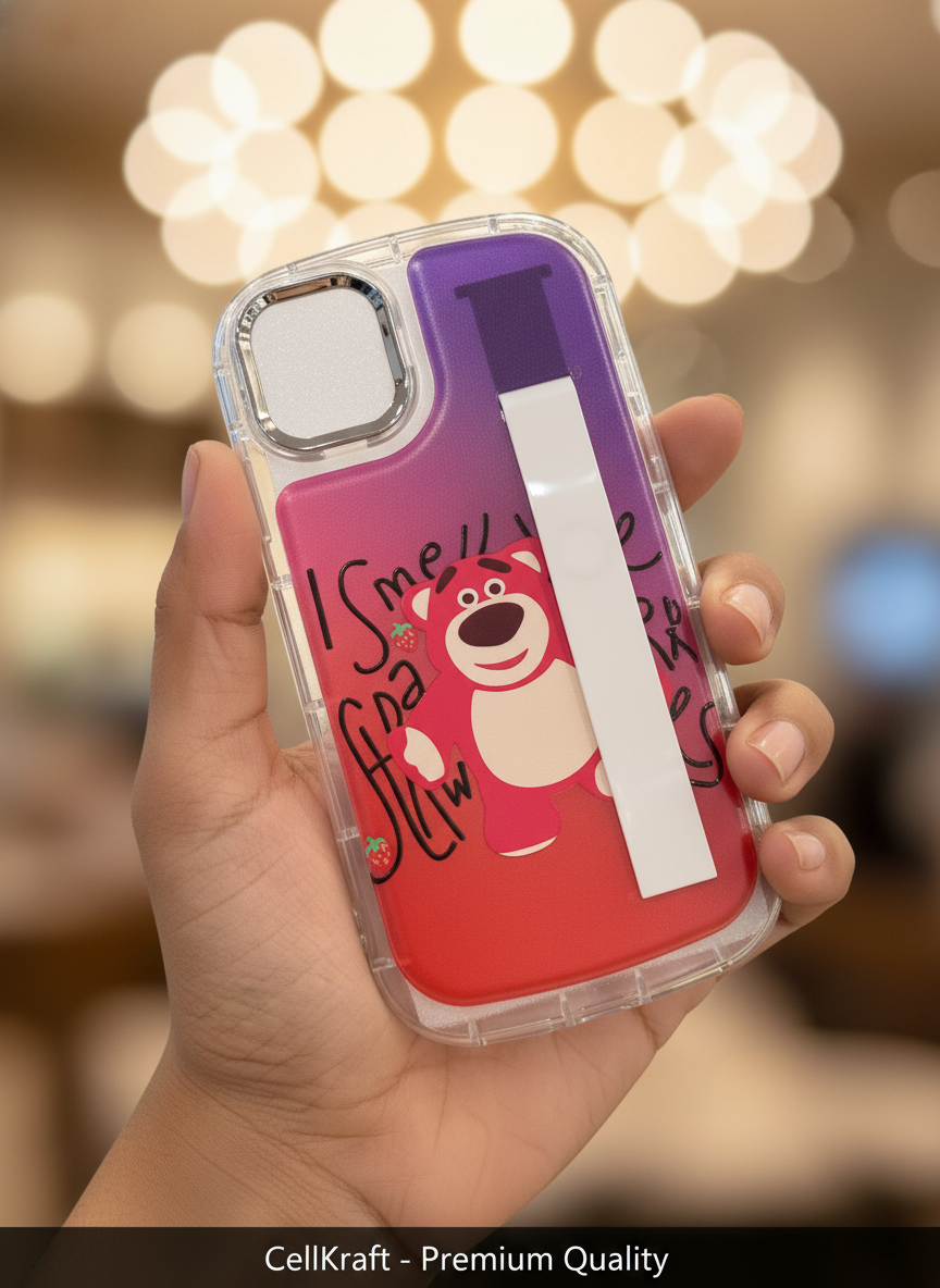 iPhone 11- CellKraft Lotso Strawberry iPhone Case with Grip Stand