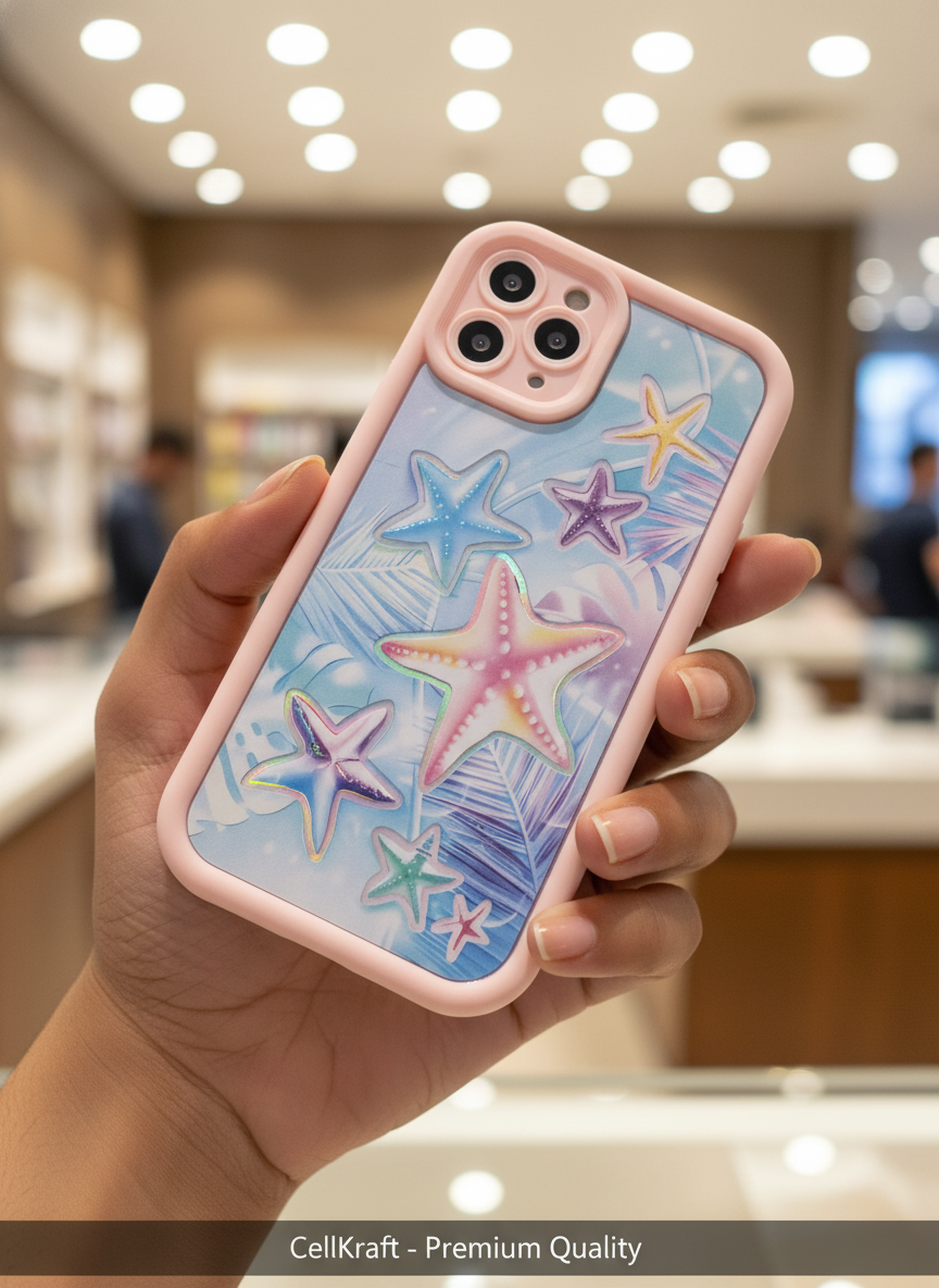 iPhone 11 Pro- CellKraft Iridescent Starfish Tropical Pink Protective iPhone Case
