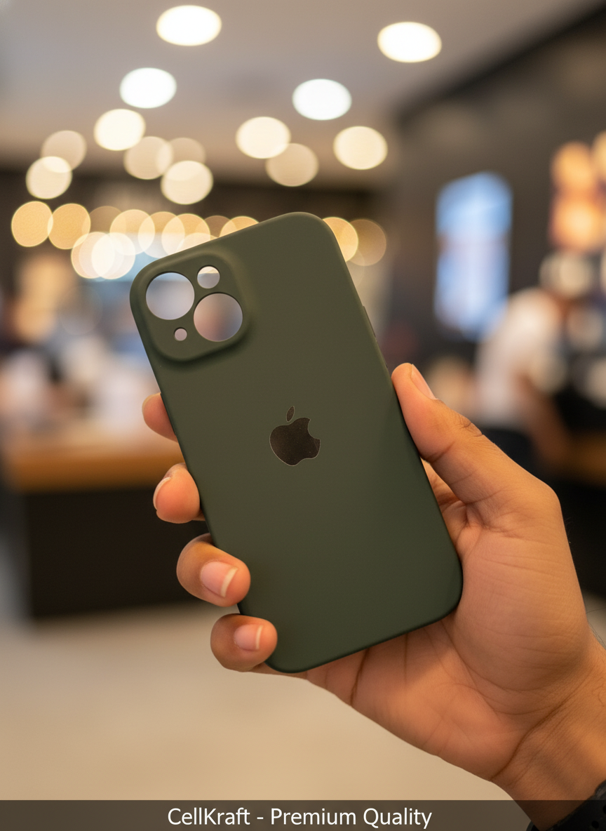 iPhone 14- CellKraft Matte Green iPhone Silicone Protection Case