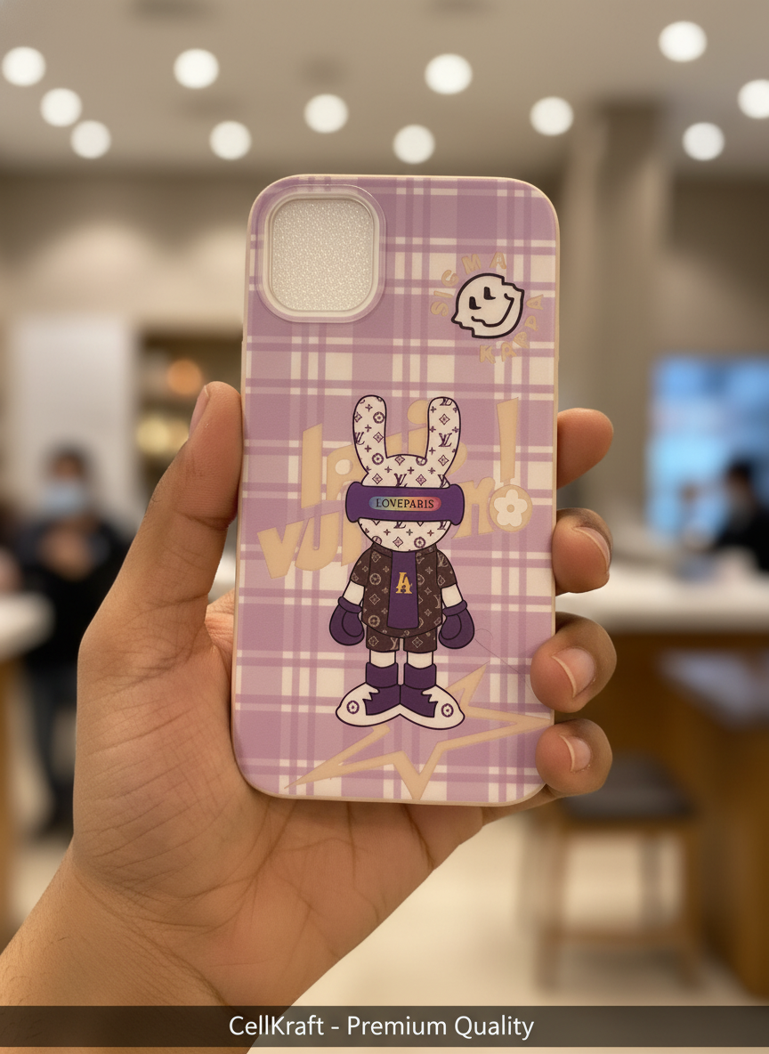 iPhone 11- CellKraft Chic Plaid Bunny iPhone Case with Drop Protection