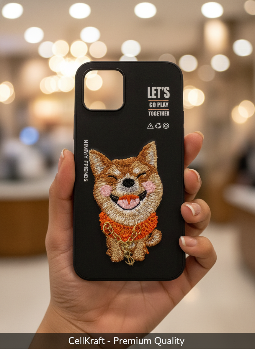 iPhone 12- CellKraft Shiba Inu Embroidered Adventure Protective Phone Case