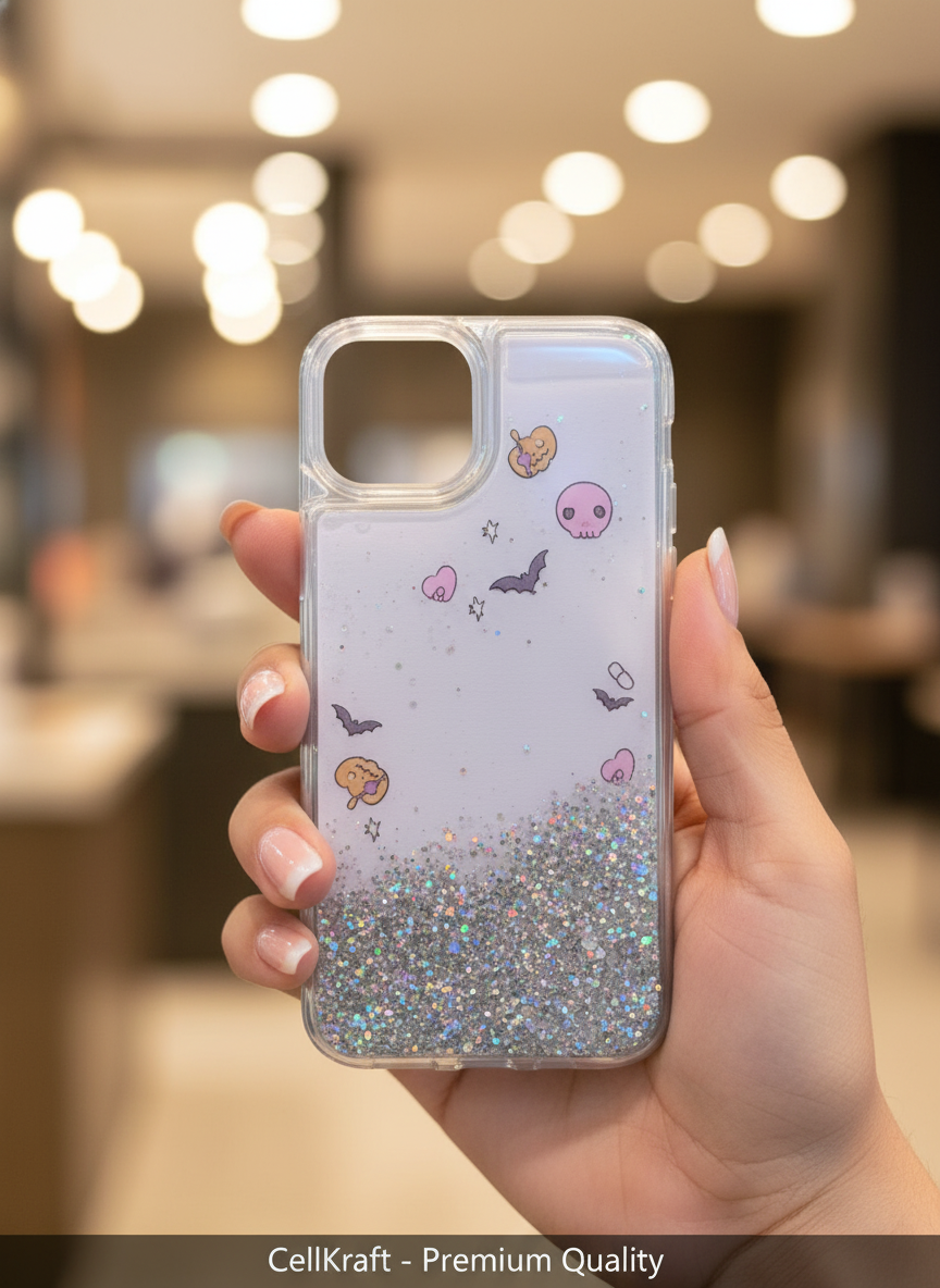 iPhone 13- CellKraft Sparkling Spooky Liquid Glitter iPhone Case