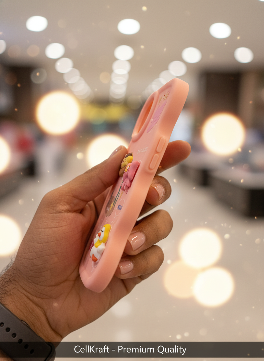 iPhone 11- CellKraft Adorable 3D Charm Wavy Pink Silicone Phone Case