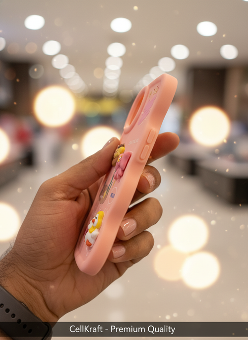 iPhone 11- CellKraft Adorable 3D Charm Wavy Pink Silicone Phone Case