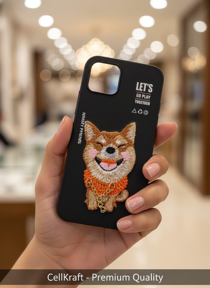 iPhone 12- CellKraft Shiba Inu Embroidered Adventure Protective Phone Case
