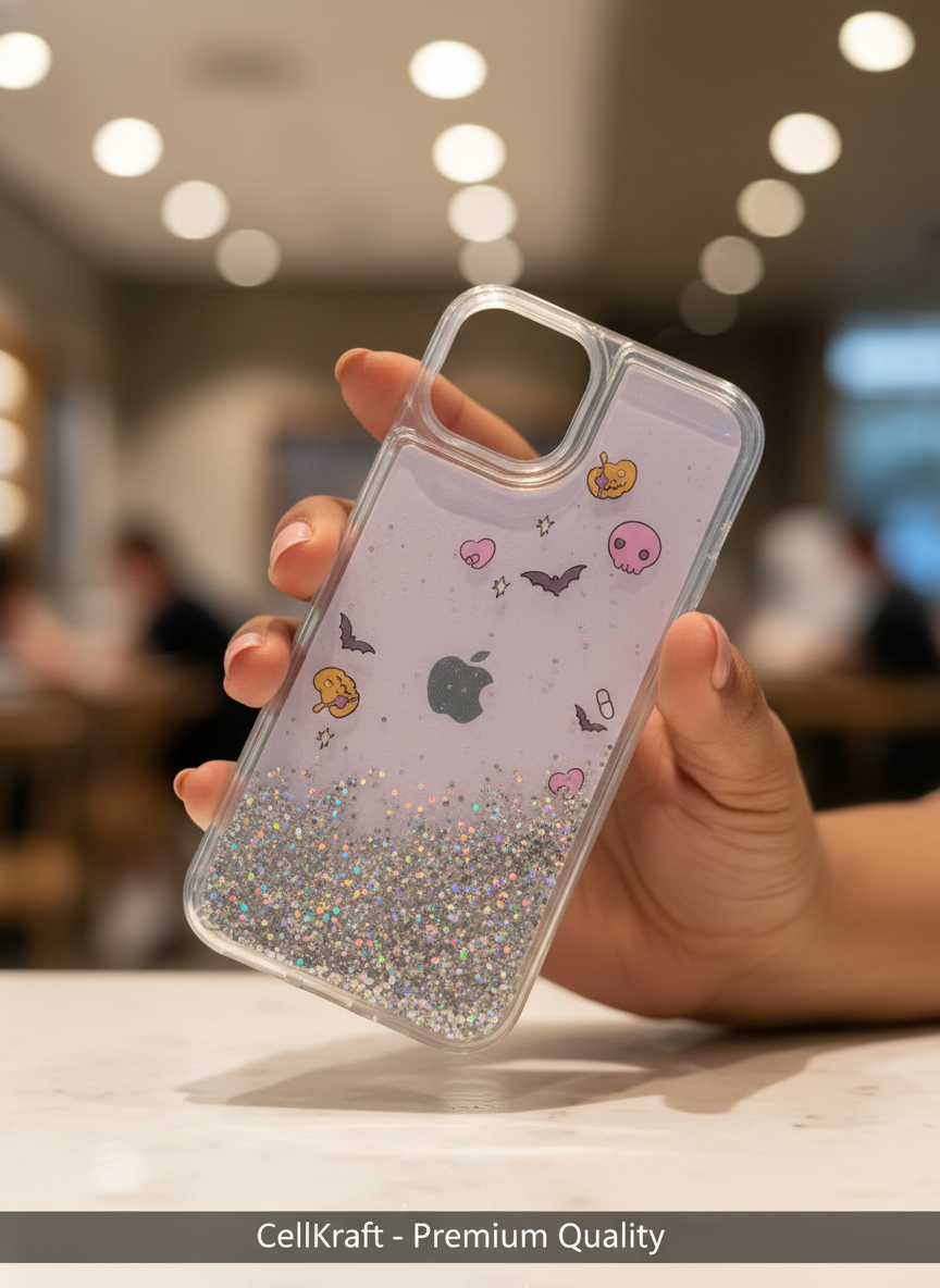 iPhone 13- CellKraft Sparkling Spooky Liquid Glitter iPhone Case