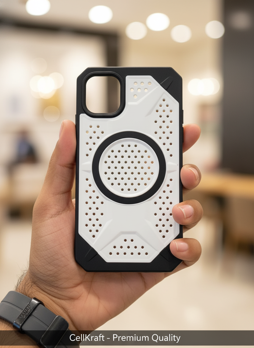 iPhone 11- CellKraft Rugged Perforated Dual-Tone Protective Phone Case