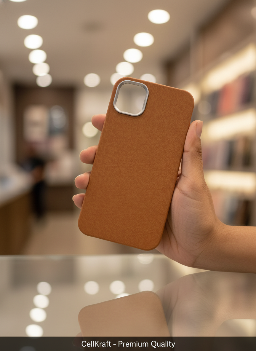 iPhone 11- CellKraft Elegant Tan Leather-Feel iPhone Case