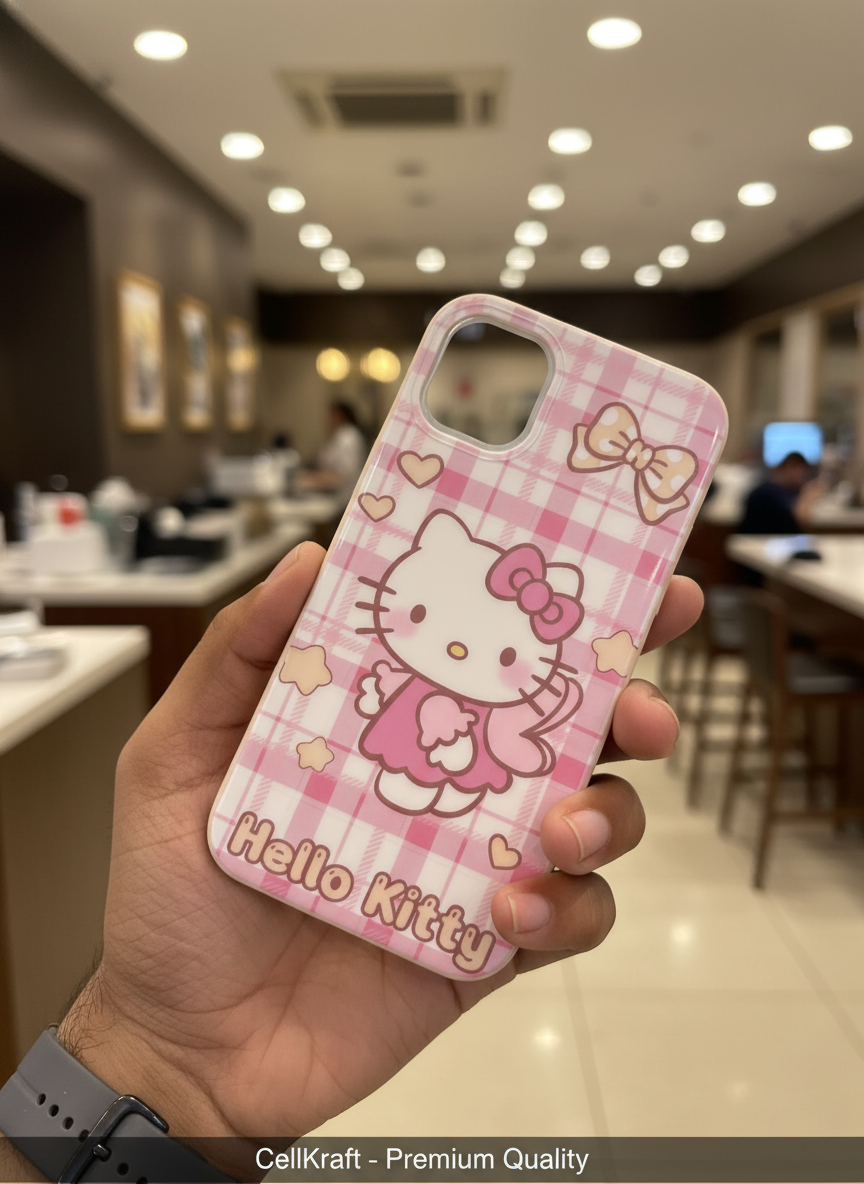 iPhone 11- CellKraft Hello Kitty Pink Plaid Protective iPhone Case