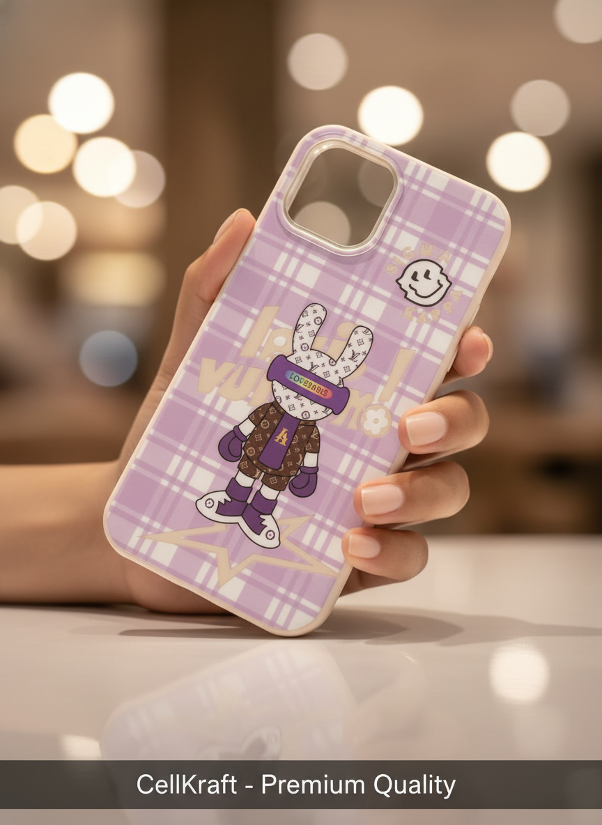 iPhone 12 Pro Max- CellKraft Plaid Bunny iPhone Case - Cute Protection