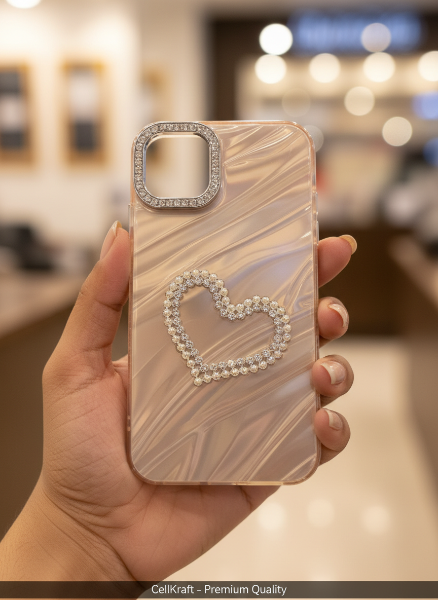 iPhone 12- CellKraft Glam Dimond Heart  iPhone Case