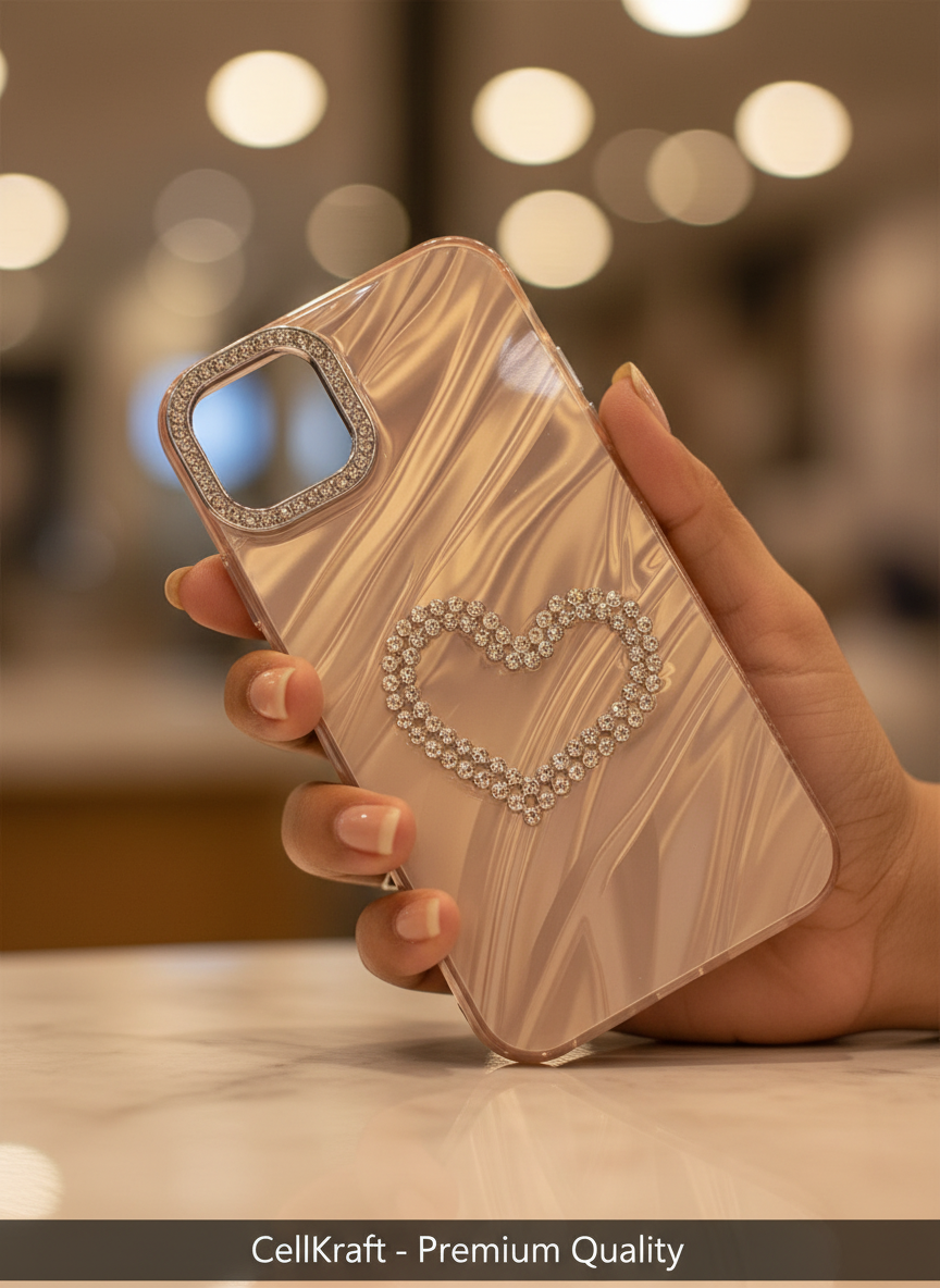 iPhone 12- CellKraft Glam Dimond Heart  iPhone Case