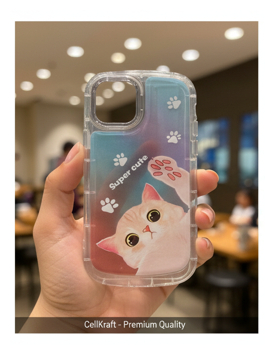 CellKraft Super Cute Cat Clear Protective iPhone Case