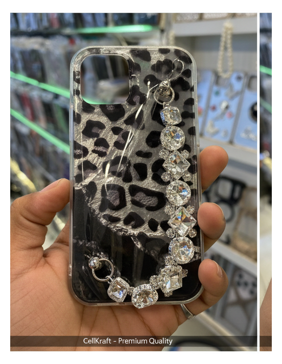 iPhone 12- CellKraft Glam Leopard Bling Protective Phone Case