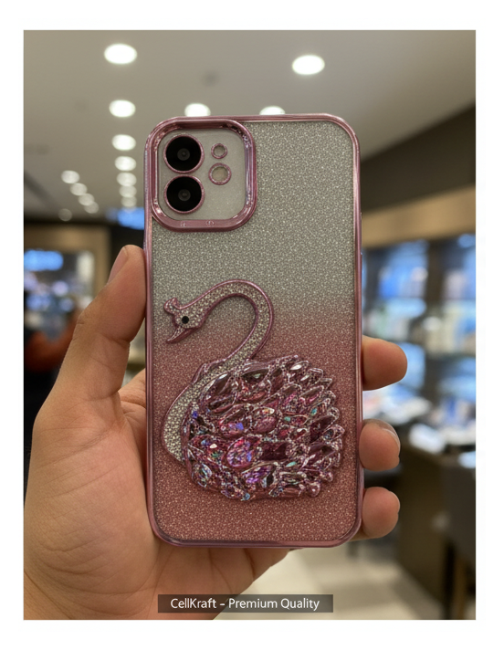 iPhone 12- CellKraft Glam Swan Glitter Case