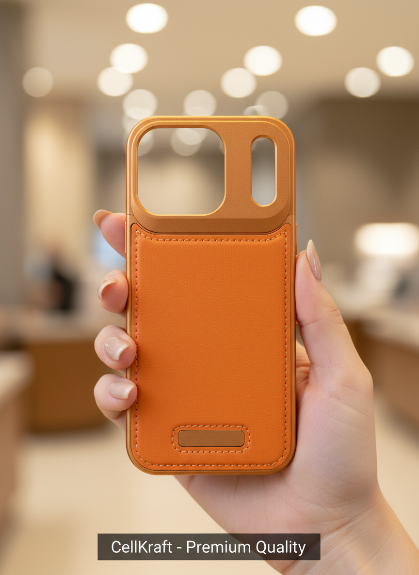 17 Pro Max CellKraft Orange Leather Card Case
