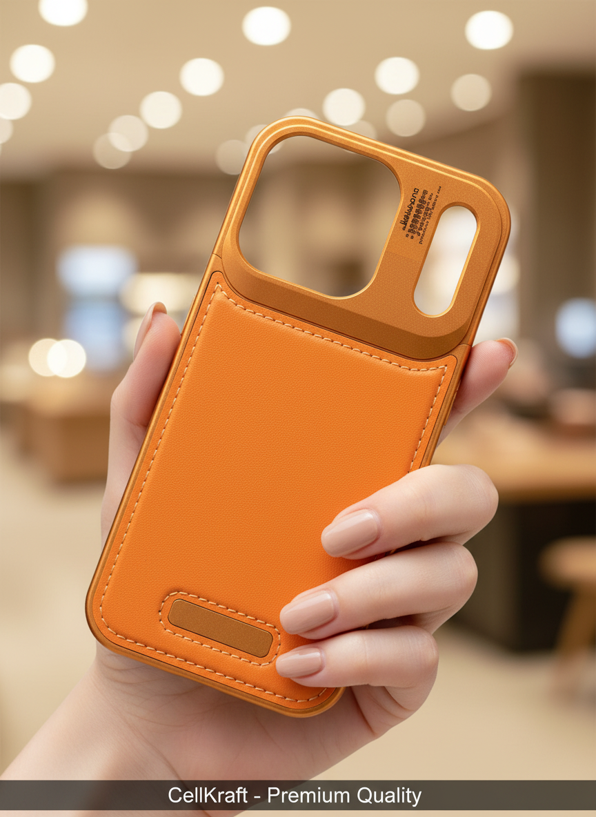 17 Pro Max CellKraft Orange Leather Card Case