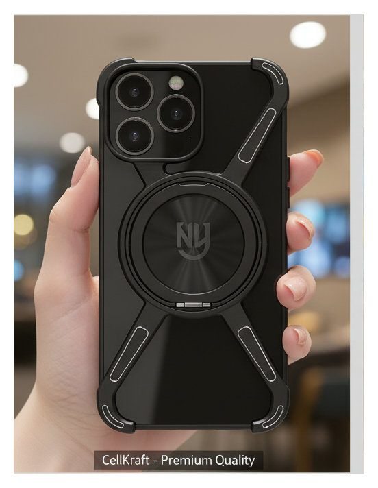 iPhone 16 Pro Max NJOYNY Rugged Ring Stand Case